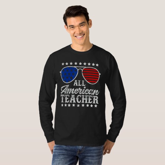 T-shirt American Teacher 4th Of July Patriotic Teacher Ame (Devant entier)
