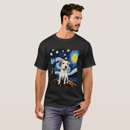 T-shirt American Terrier Dog Funny Starry Night Van Gogh A (Devant entier)