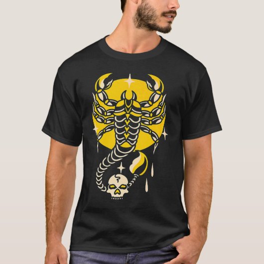 T-shirt American Traditional Tattoo Scorpion Old School Fl (Devant)