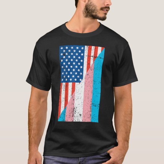 T-shirt American Transgender Flag Transgender (Devant)