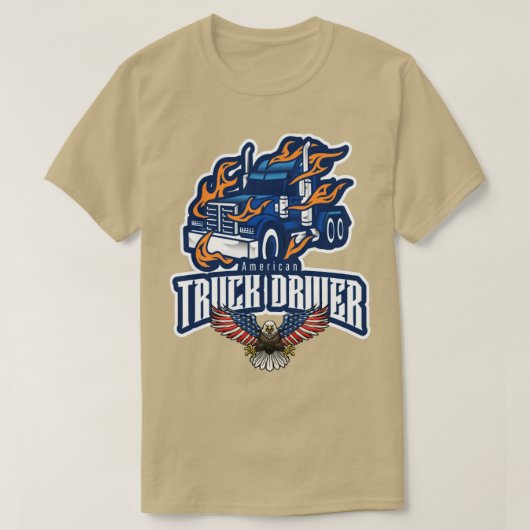 T-shirt American Truck Driver Flamme Eagle (Design devant)