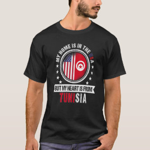 T-shirt American Tunisian Flag Heart de Tunisie American