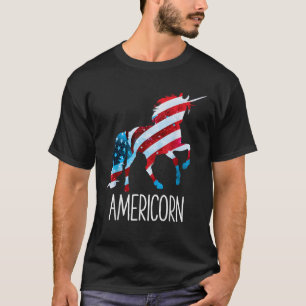 T-shirt American Unicorn 4 juillet Mericorn Merica Girl