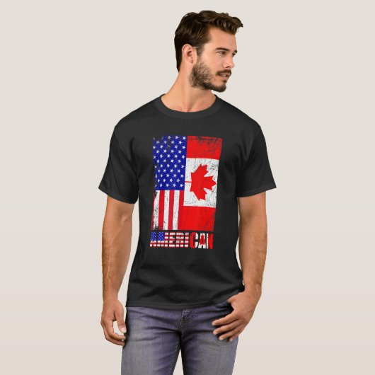 T-shirt American Us Eh American Drapeau Canadien Drapeau C (Devant entier)