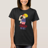 T-shirt American US Flag Girl Happy Labor Day Shirt Messy (Devant)
