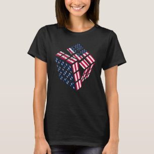 T-shirt American USA Cube Vitesse Cubing Math Puzzle Homme