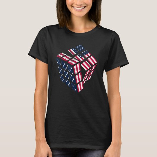 T-shirt American USA Cube Vitesse Cubing Math Puzzle Homme (Devant)