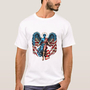 T-shirt American USA Flag Angel Man Patriotic Art