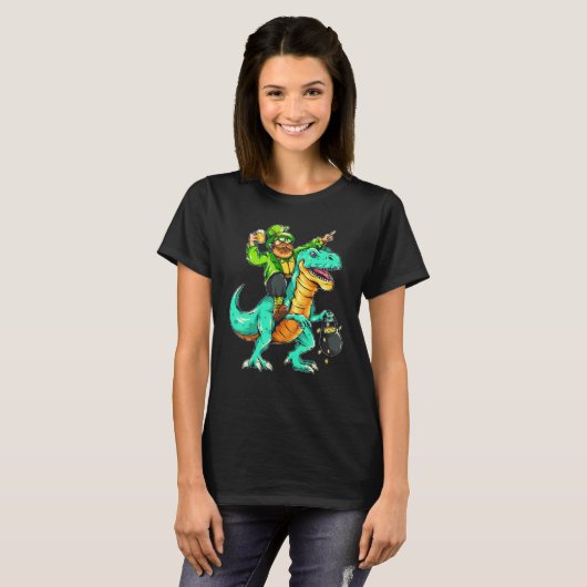 T-shirt American USA Irish Flag St Patricks Day And T-Rex (Devant entier)