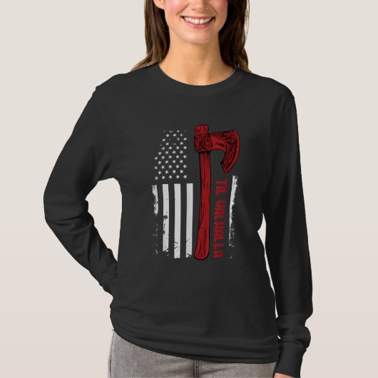 T-shirt American Viking Axe Flag (Devant)