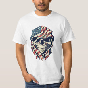 T-shirt American Warrior Graphic Skull Military Hommes