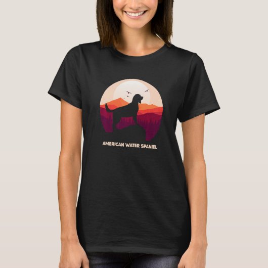 T-shirt American Water Spaniel and Moon (Devant)