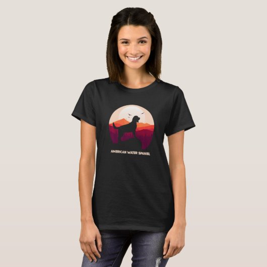 T-shirt American Water Spaniel and Moon (Devant entier)
