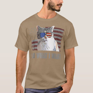 T-shirt American Wirehair CatIDo What I Want Retro USA Fun