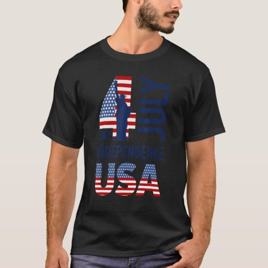 T-shirt Americana Quart De Juillet Drapeau Américain Statu (Devant)