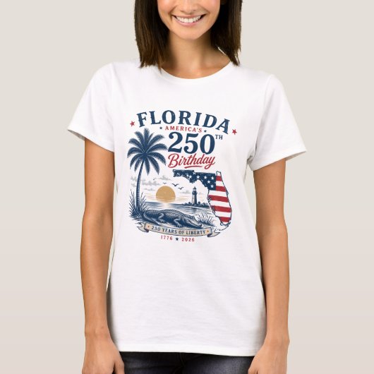 T-shirt America's 250th Birthday Florida Themed Tropical (Devant)