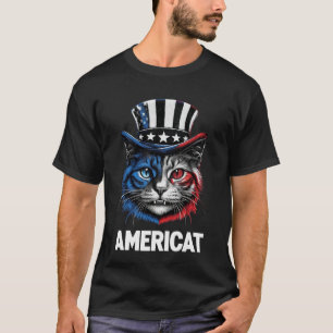 T-shirt Americat - Funny Patriotic Cat Design pour la 4e p