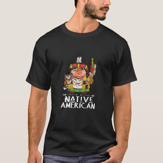 T-shirt Amérindien avec chat (Devant)