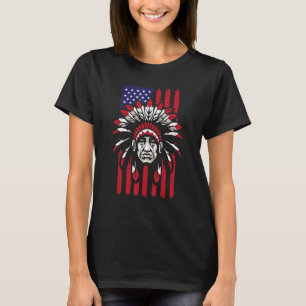 T-shirt Amérindien Chef Us Drapeau Indien