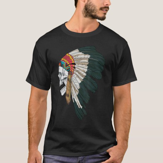 T-shirt Amérindien crâne amérindien Aigle chef (Devant)