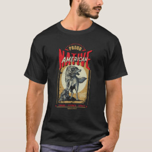T-shirt Amérindien Fierté Liberté Retro Wolf Sp
