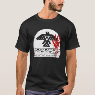 T-shirt Amérindien Pour Hommes Femmes Main Rouge Thunderbi