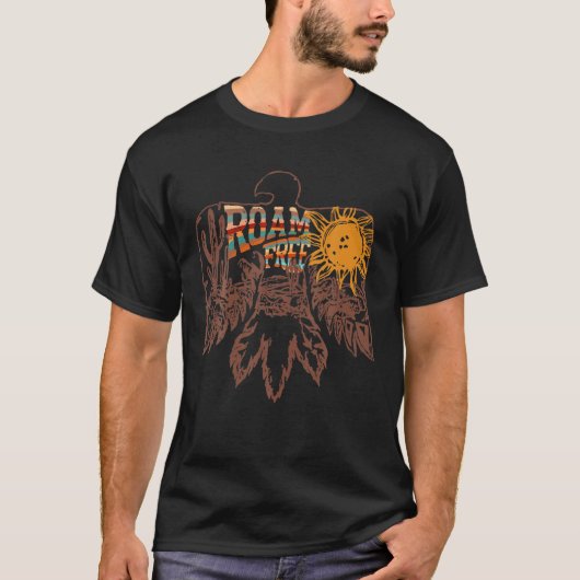 T-shirt Amérindien Thunderbird Roam Gratuit (Devant)