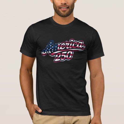 T-shirt Amérique 250 Drapeau Script Semiquincentennial Des (Devant)