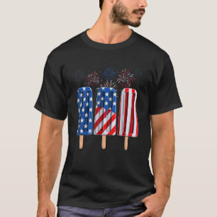 T-shirt Amérique 4 juillet Popsicle Glace Cream Us Flag Pa