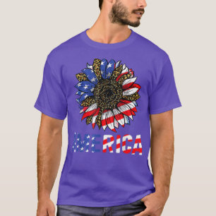 T-shirt Amérique 4 juillet Sunflower Amérique patriotique