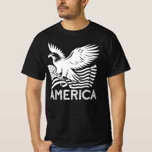 T-shirt Amérique, Aigle volant avec drapeau américain