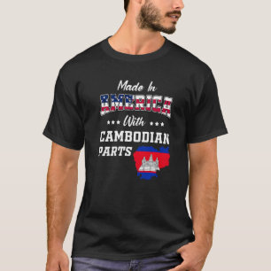 T-shirt Amérique Cambodgienne pièces Cambodge Carte USA Dr