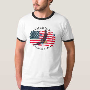 T-shirt Amérique depuis 1776 Aquarelle Drapeau/Aigle/Étoil