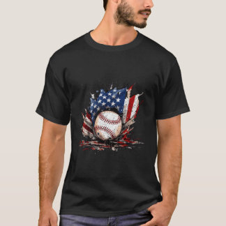 T-shirt Amérique Favori Baseball Smash Drapeau Distressé