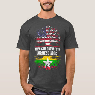 T-shirt Amérique grandit avec des racines birmanes USA Dra