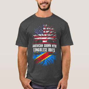 T-shirt Amérique grandit avec des racines congolaises USA 