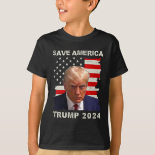 T-shirt Amérique Libérez Trump Mug Shot 2024 drapeau améri