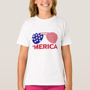 T-shirt Amérique Lunettes de soleil bleu blanc rouge