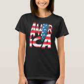 T-shirt Amérique Rouge Bleu Blanc Usa Drapeau Puissance Pa (Devant)