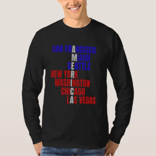 T-shirt Amérique Villes célèbres États-Unis Villes États-U