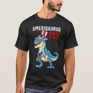T-shirt Amerisaurus Dinosaur Rex Boy Kids Firework 4e