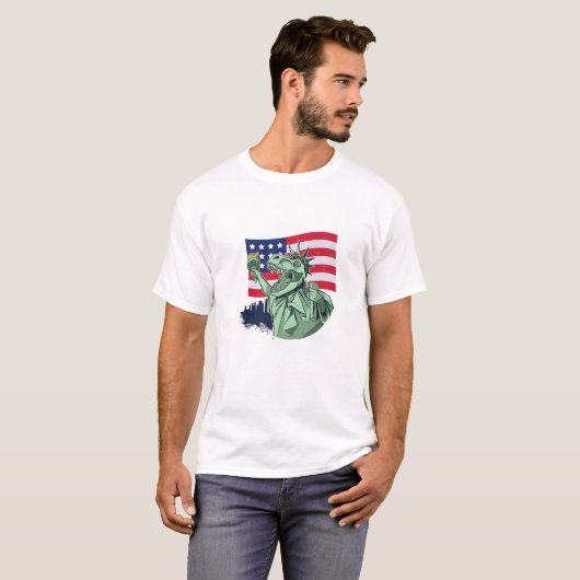 T-shirt Amerisaurus Dinosaur T Rex Statue De Liberty Ameri (Devant entier)