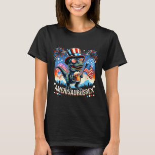 T-shirt Amerisaurusrex Drapeau américain mignon Dinosaur T