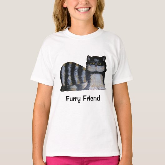 T-Shirt - Ami de chat rayé (Devant)