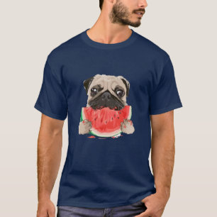 T-shirt Ami de pastèque mangeant un chien de Carlin amusa