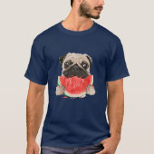 T-shirt Ami de pastèque mangeant un chien de Carlin amusan (Devant)