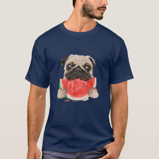 T-shirt Ami de pastèque mangeant un chien de Carlin amusan