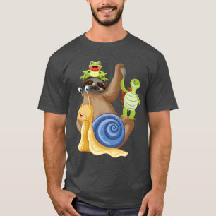 T-shirt ami d'équipe drôle et lent d'animaux de la jungle