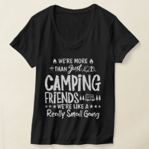 Amis de camping drôles, petit gang, col V femme
