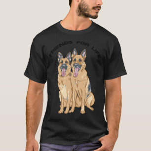 T-shirt Amis de la vie mignon chien berger allemand